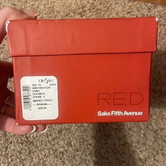 Saks Fifth Avenue Beige Ankle Strap Women's Flats - Picture 11 of 12